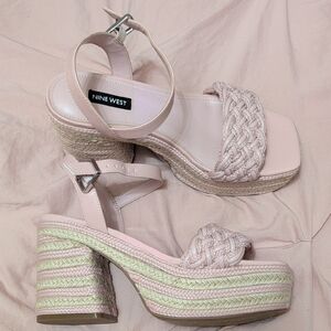 Nine West Pink Cinka Platform Sandals 8